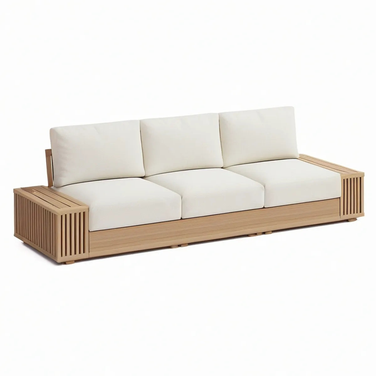 3-Seat Outdoor Sofa, 220 x 85 x 75 cm, Solid Acacia Wood, Natural/Ivory
