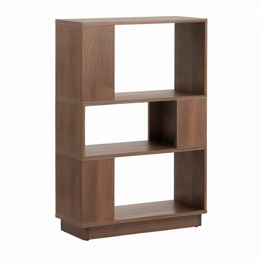 Walnut Brown 3-Tier Bookcase, 31.5 x 11.8 x 47.2 in